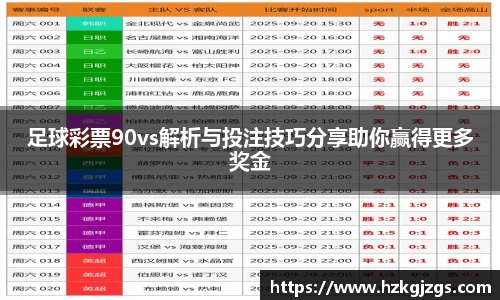 足球彩票90vs解析与投注技巧分享助你赢得更多奖金